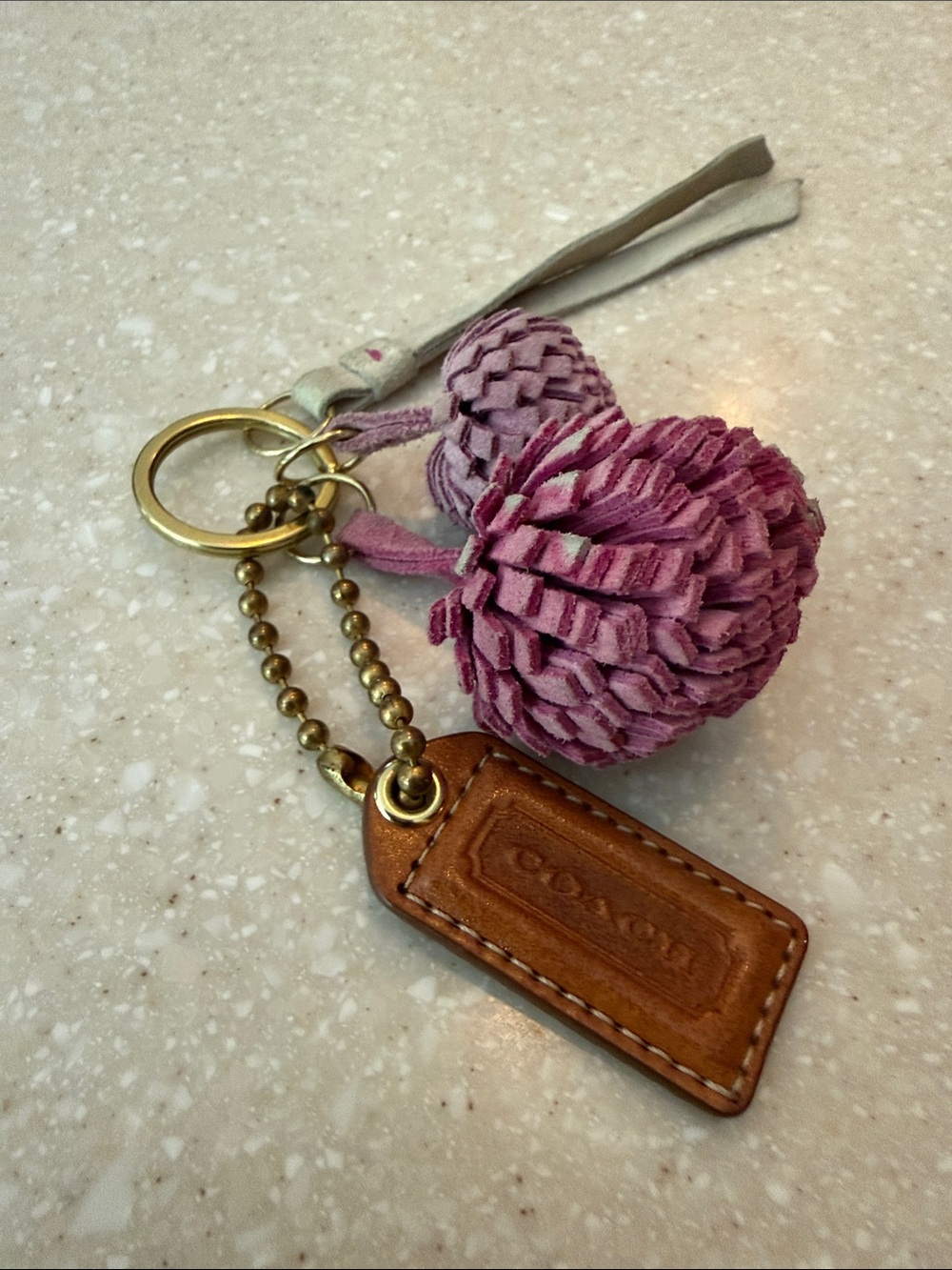 Coach Pink Pom Pom Charms Leather Hangtag Replacement Charms Vtg WBag Sold As Is